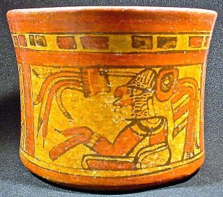 Large Pre - Columbian Maya Pictorial Vase Ex Sotheby 
