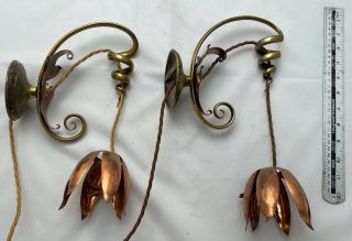 Very Fine W.  A.  S.  Benson Arts & Crafts Copper & Brass Wall Lights