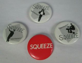 Squeeze 4 X Vintage Early 1980s Badges Pins Buttons Punk Wave