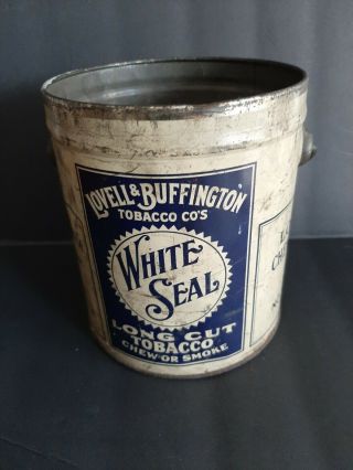 Rare Vintage White Seal Tobacco Round Litho Tin