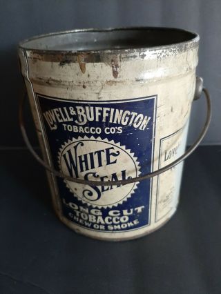 Rare vintage White Seal tobacco round litho tin 3