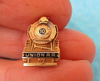 Vintage Railway Train Pin Union Railroad Gold Fillid 1940s Pin Tack