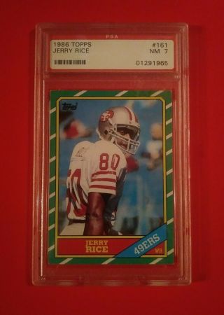Jerry Rice San Francisco 49ers 1986 Topps Psa 7 Nm Gorgeous Rookie Card 161