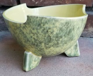 Mid Century Vintage Japanese Ikebana Ceramic Planter Bowl Footed Pot Splatter