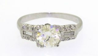 Antique Platinum 1.  26ct Diamond Wedding Engagement Ring With 1.  02ct Center Sz 6