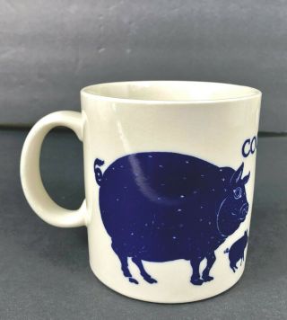 Vintage 1979 Taylor & Ng Cobalt Blue Pig & Piglets Cochon Coffee Mug Cup
