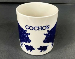 Vintage 1979 Taylor & NG Cobalt Blue Pig & Piglets Cochon Coffee Mug Cup 2
