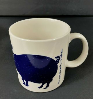 Vintage 1979 Taylor & NG Cobalt Blue Pig & Piglets Cochon Coffee Mug Cup 3