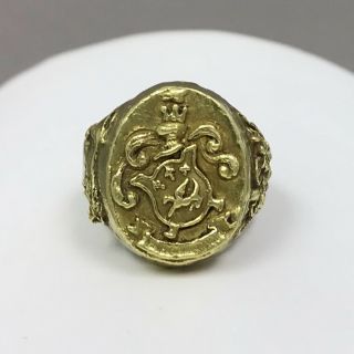 Antique Heavy 18k Gold Men’s Signet Ring Size 9