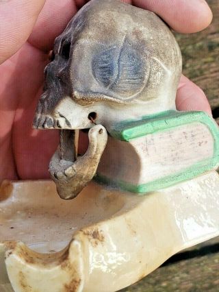 Vintage Ceramic Nodder Skeleton Ashtray 3