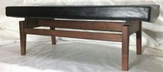Jens Risom Design Series 3528 Classic Leather & Walnut Floating Bench