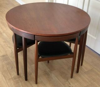 Hans Olsen Frem Rojle Mid Century Danish Modern 42 " Dining Table And Chairs Teak