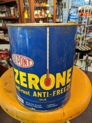 Vintage Dupont Zerone Anti - Freeze 1 Gallon All Metal Can