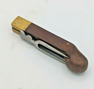 Vintage Folding Pocket Fork,  Wood Handle Hand Made