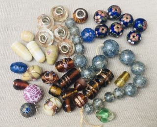 Vintage Venetian Italian Murano - Mixed Glass Beads For Restring Craft Etc
