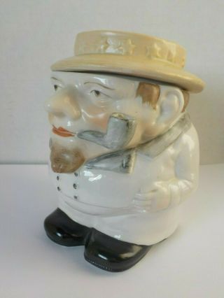 Antique German Porcelain Man Smoking a Pipe Figural Tobacco Jar 2