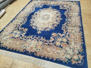 8x10 Chinese Rug Vintage Aubusson Authentic 100 Wool Oriental Rug Fine
