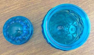 Vintage LE Smith Moon And Stars Blue Glass Small Canister Jar With Lid - 3