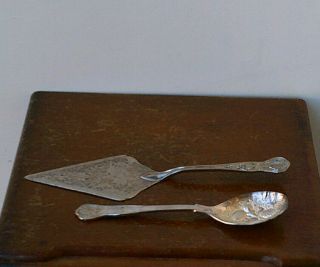 Vintage “sheffield Plated Silver” Cake Server & Spoon.
