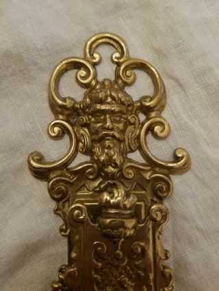Antique Victorian Heavy Brass Wall Mount Match Box Holder made in Italy 2