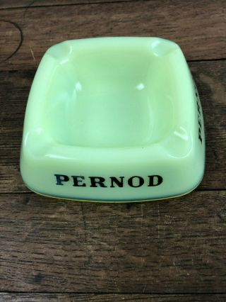 Vintage Opalex Green Pernod Glass Ashtray France Wh - 1