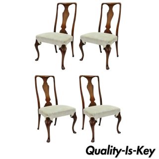 Vintage Hickory Chair Company Queen Anne Style Mahogany Dining Chairs Set Of 4
