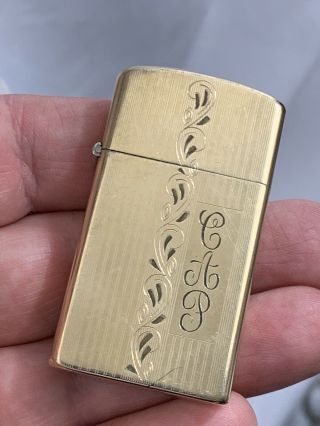 1957 - 58 10k Gold Filled Slim Zippo Lighter 2