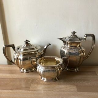 Sheffield English Sterling Silver Coffee Pot Teapot Sugar Bowl Atkin Bros 1906