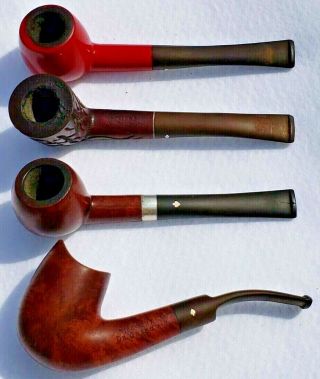 4 Vintage Tobacco Pipes Dr.  Grabow Riviera,  2 Viscount,  & Tru - Grain 3 Adjustomat