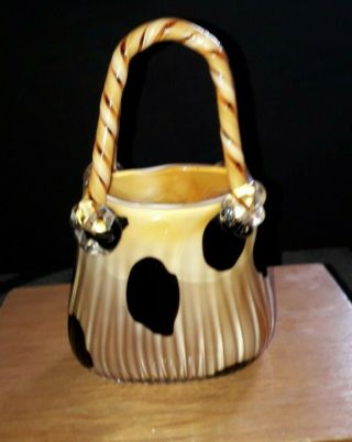 Vintage Large Murano Style Glass Handbag Vase
