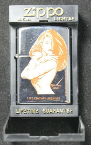 1996 Zippo Olivia 21st Century Archives Pin - Up Lighter W/ Box - Unfired