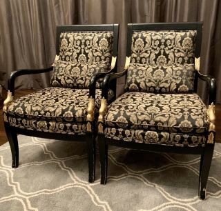 Ethan Allen Antique Chair Set - Black And Gold