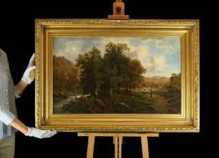 Fine Large 19th Century German Landscape Oil Painting,  Signed | Antique Frame 2