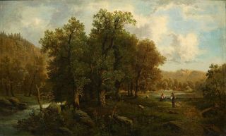Fine Large 19th Century German Landscape Oil Painting,  Signed | Antique Frame 3