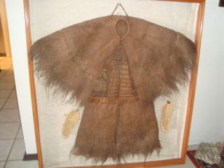 Antique Chinese Coconut Fiber Coir Raincoat Framed circa 1920 2