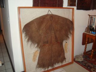 Antique Chinese Coconut Fiber Coir Raincoat Framed circa 1920 3