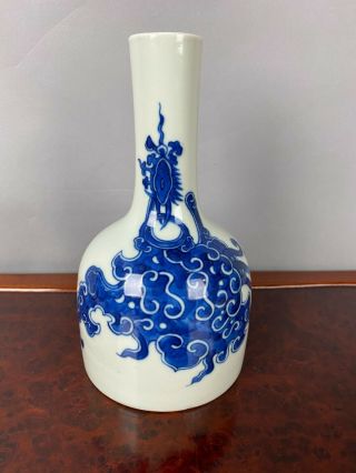 19th/20th C.  Chinese Blue And White Decorated ‘phoenix’ Mallet Vase