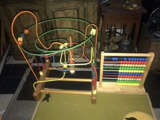 Vintage Melissa And Doug Abacus & Anna Tex Roller Coaster Table Bead Maze Toy