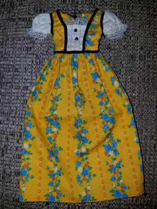 Vtg 1972 Barbie Francie Pretty Frilly Dress 3366 Yellow Peasant