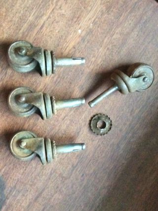 Vintage 1 Inch Metal Swivel Casters Set Of 4 With Metal Grips