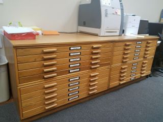 Vintage Mayline Wooden Flat File Cabinets