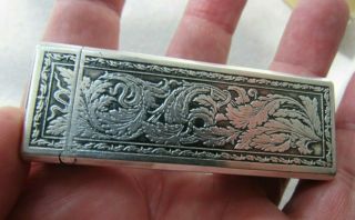 Vintage Engraved Coin Silver Colibri Cigarette & Pipe Lighter Japan As Found