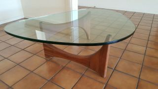 Vintage Adrian Pearsall Mid Century Modern Oiled Walnut Glass Top Coffee Table