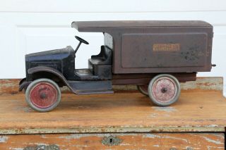 Vintage Buddy L Express Line Delivery Truck Pressed Steel Antique Toy 1920s