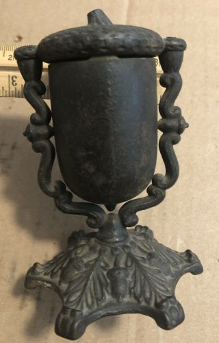 Antique Cast Iron Match Holder Tipping Acorn Pat Jan 21 1869