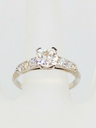 Antique 1920s $7000 Si2 I 1.  50ct Old Mine Cut Diamond Platinum Wedding Ring