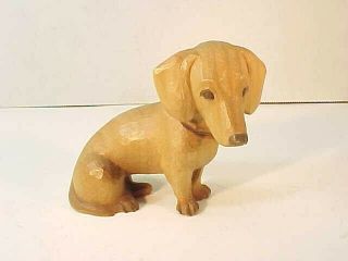 Adorable Vintage Anri Carved Wood Dachshund Figure