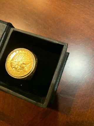 Antique 1913 $5 Indian Head Gold Coin Ring Size 10 Men’s Large Coin
