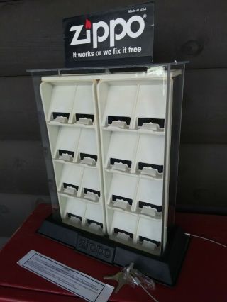 Zippo 16 Lighter Locking Store Counter Top Display Case W/ Keys 16 " Tall