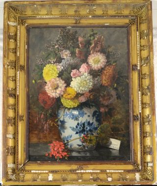 Fine Antique 19th Century Still Life Oil On Canvas Painting